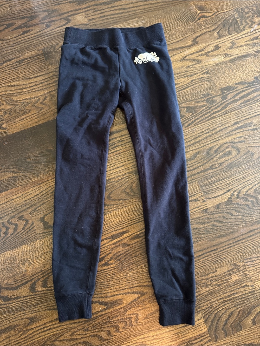 Roots Navy Girls Track Joggers with Floral Accent